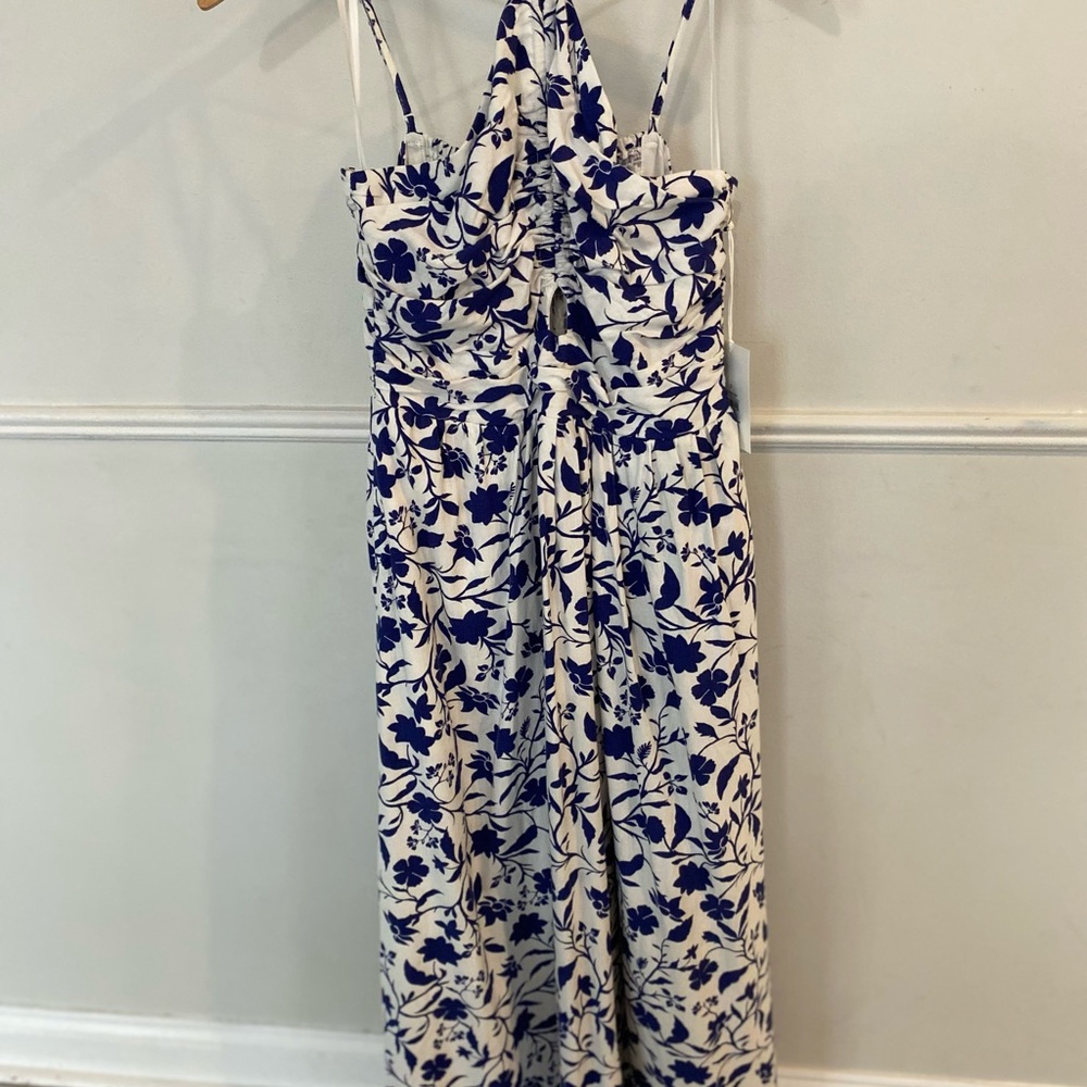 Floral Blue and White Jumpsuit